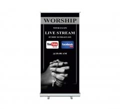 Worship with Us on Livestream Roll up Banner Stands